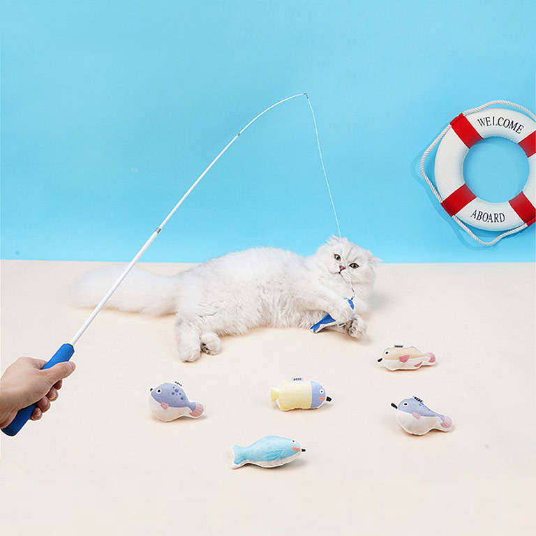 fish on a stick cat toy