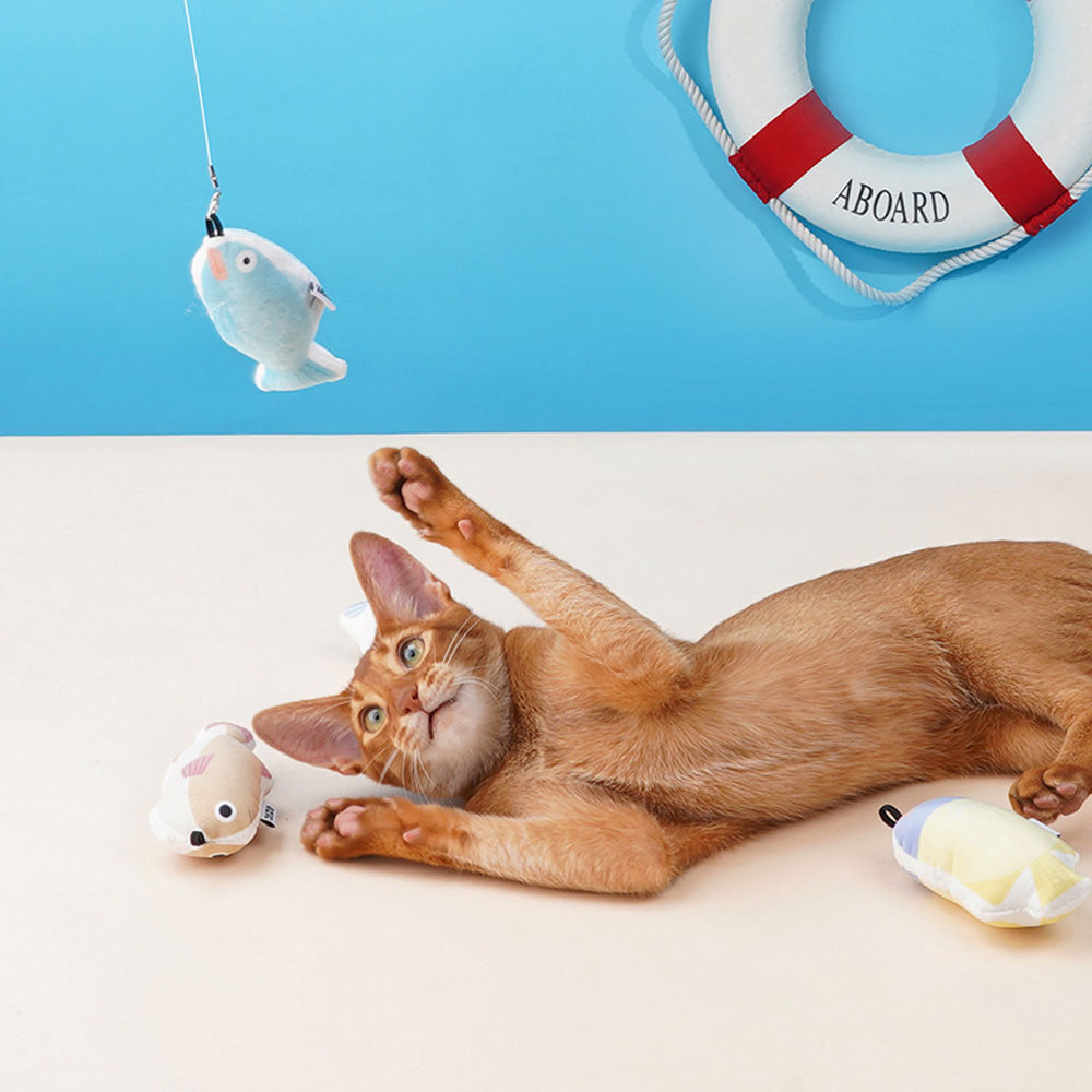 fish on a stick cat toy